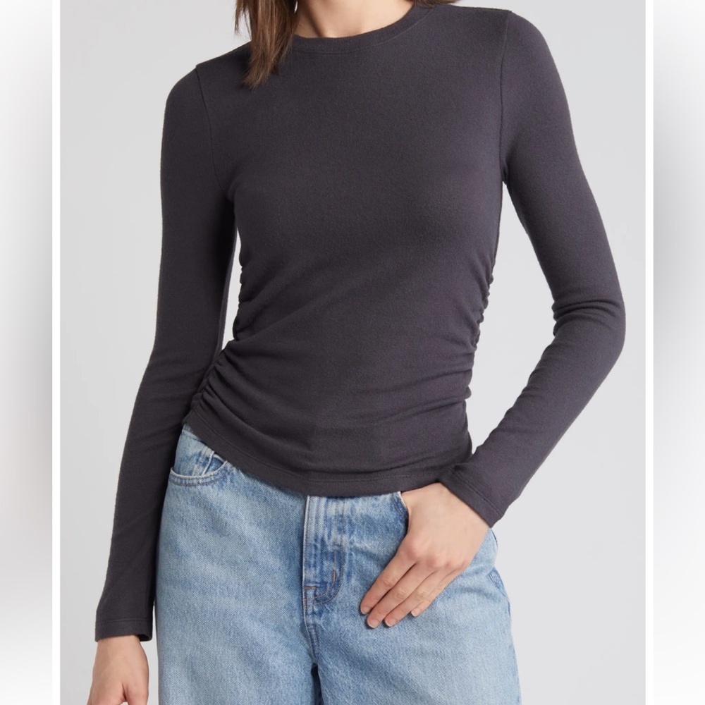 MADEWELL Long Sleeve Ruched Brushed Jersey Top